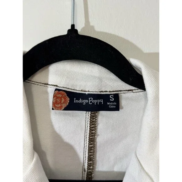 Indigo Poppy White Belted Shirt Dress Button-Down Collared Long Sleeve Size S - Picture 5 of 8